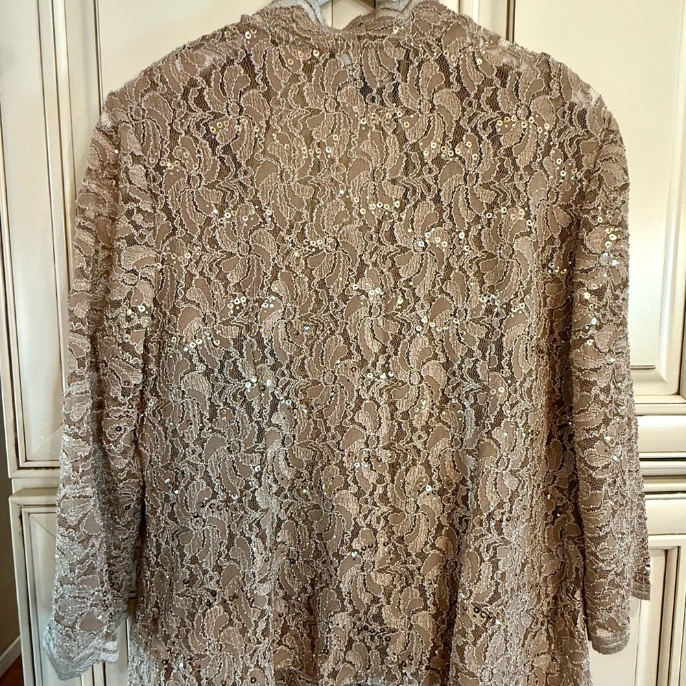 Like New! Alex Evening Elegant Lace Dress Set in Tan-Gold! Size 14 - Picture 5 of 8